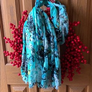 Floral teal scarf NWT
